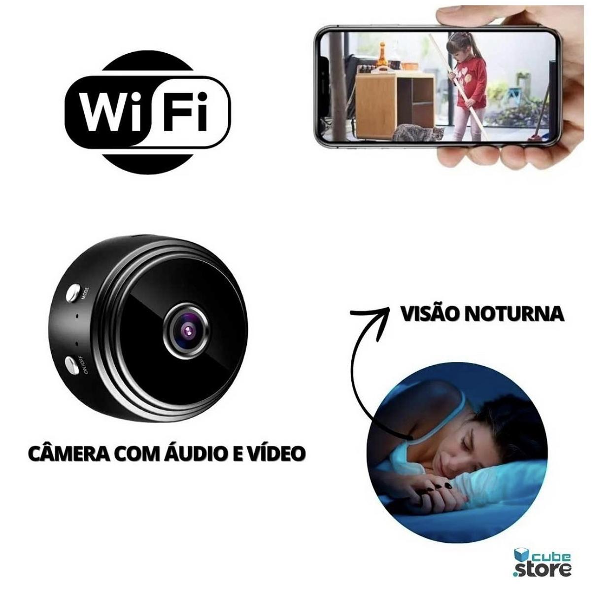 Mini Câmera Espiã Wifi Ip A9 Visão Noturna Com Gravador De Voz